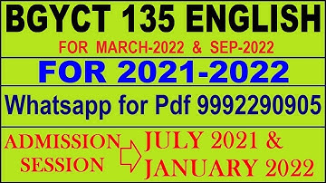 BGYCT 135 Solved Assignment 2021-22 in English Pdf @40rs 9992290905.