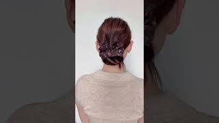 Simple way to tie in  slow-motion low bun tutorial!