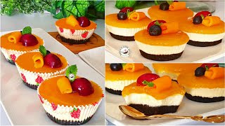 Mini Mango Cheesecake I Eggless No Gelatin \& No Agar l No Bake Mango Cheesecake l No Bake Dessert