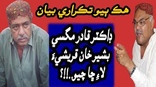 Dr Qadir Magsi Bashir Khan Qureshi Jay Lae Cha Chayo? Hik Wadheek Takrari Bayan Darawarr News