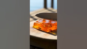 Satisfying Macro Cut: Mango Jell-O Up Close #Macro #Satisfying #FoodArt