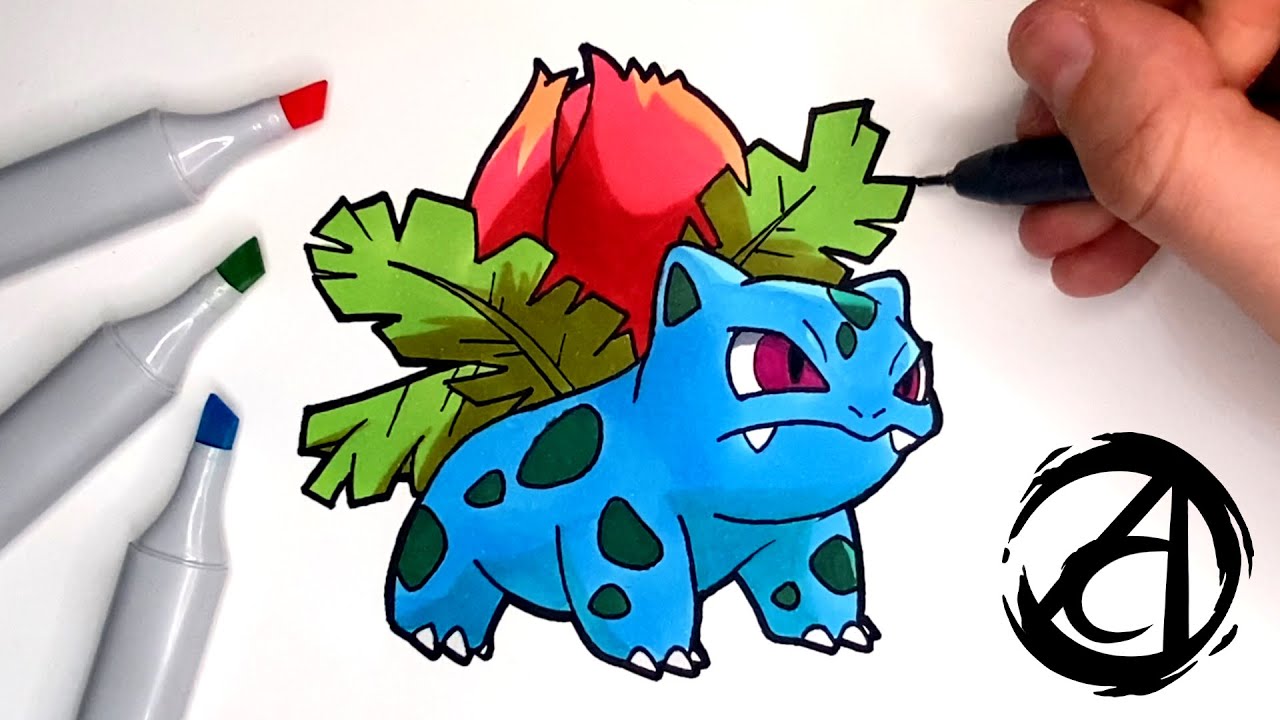 DESENHANDO FIGURINHAS DE POKÉMON: IVYSAUR ! #pokemon #speedart #apeedp