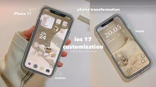 phone transformation 🕊️ || aesthetic ios 17 set-up, phone accessories, simple widgets 🤍💌