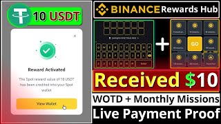 Received 10 USDT Reward || Binance Points to USDT || Word of the day Point || Monthly Missions