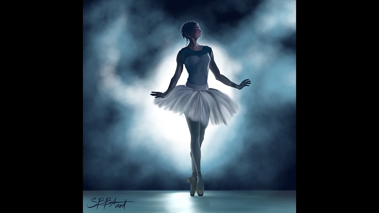 Procreate Timelapse Drawing | Ballerina, Back Lit on Stage | Realism ...