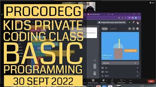 ProCodeCG Kids Private Coding Class - Naquita - 30 Sept 2022