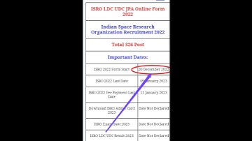 2022Indian Space Research Organization Recruitment 2022. |  ISRO LDC UDC JPA Online Form 2022#short
