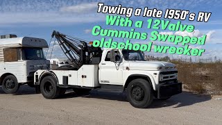 12Valve Cummins Swapped  1964 C60 with HOLMES 600 Wrecker Tows 1950s RV