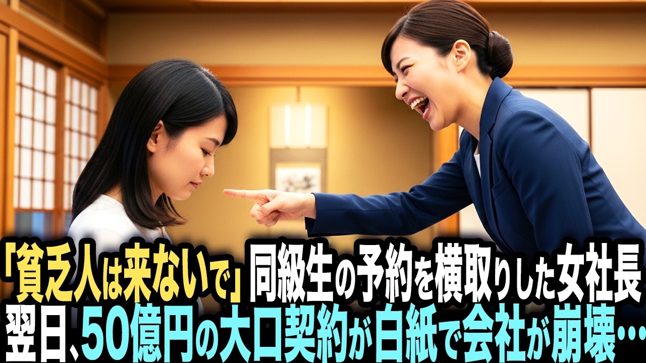 「貧乏人が高級料亭？ファミレスの方がお似合いよ」偶然再会した同級生を見下した女社長　翌日、50億の大口契約が白紙になり会社が崩壊…