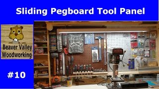I improved the workshop pegboard area by building a sliding panel where you can add more pegboard storage.