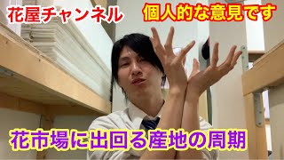 花市場に出回る産地の周期