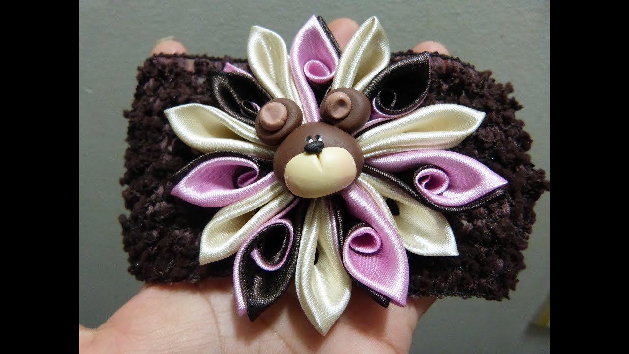 Como Hacer Flor de Tela Kanzashi, How to make Kanzashi fabric flower
