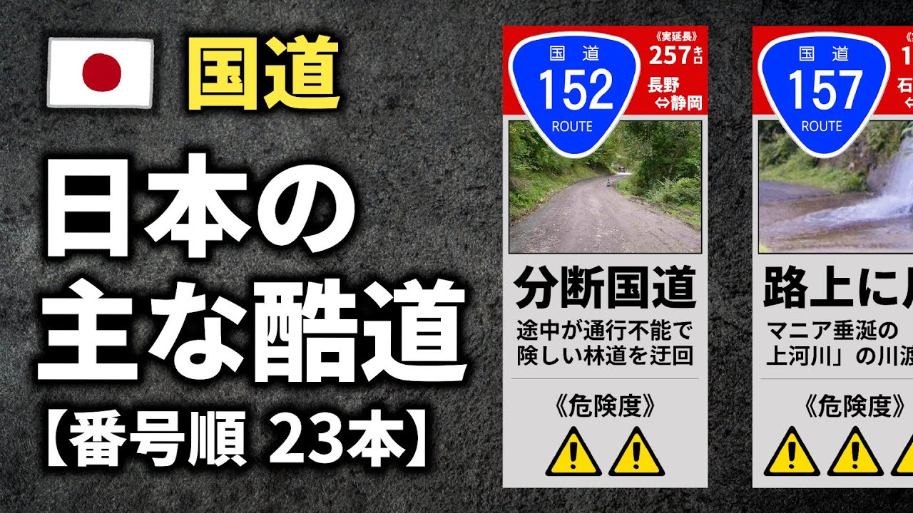 【国道】日本の主な酷道【番号順 23本】