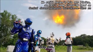 Boonboomger Vs King-Ohger - Bun Blue,Bun Orange,Tombo Ohger,Spider Kumonos Team Up