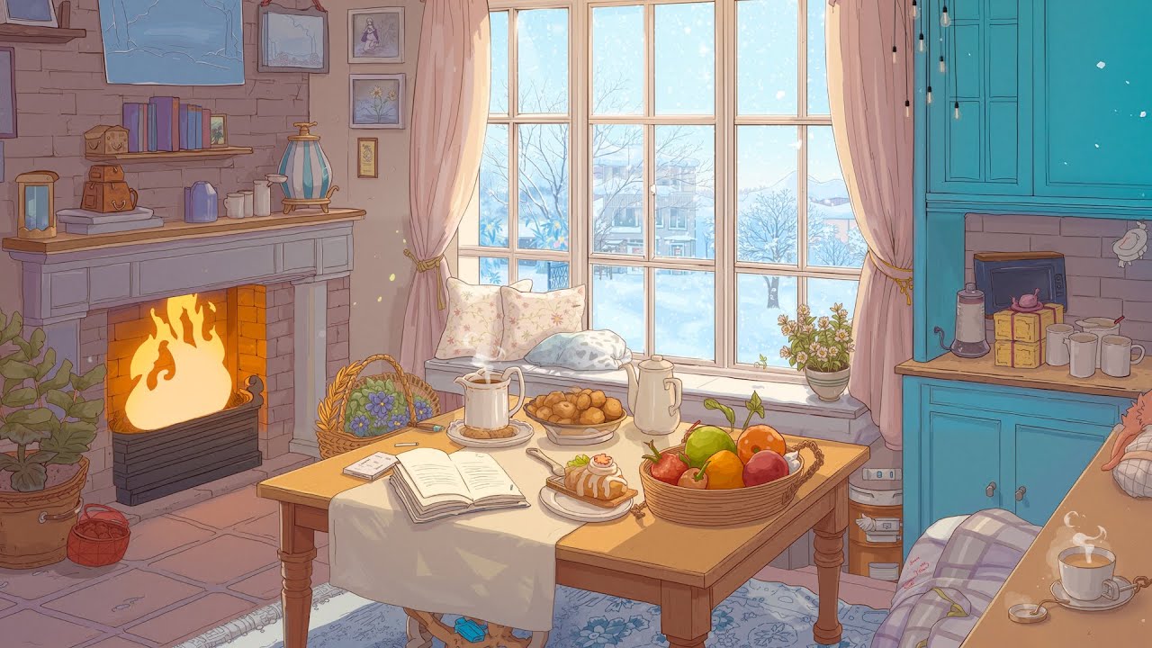 Warm 1940s Winter Morning | Vintage Jazz with Oldies Playing from Another Room