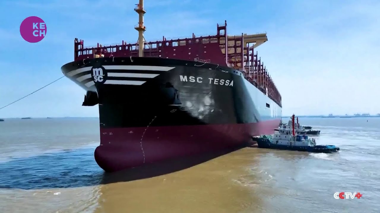 China delivers world's largest container ship - YouTube