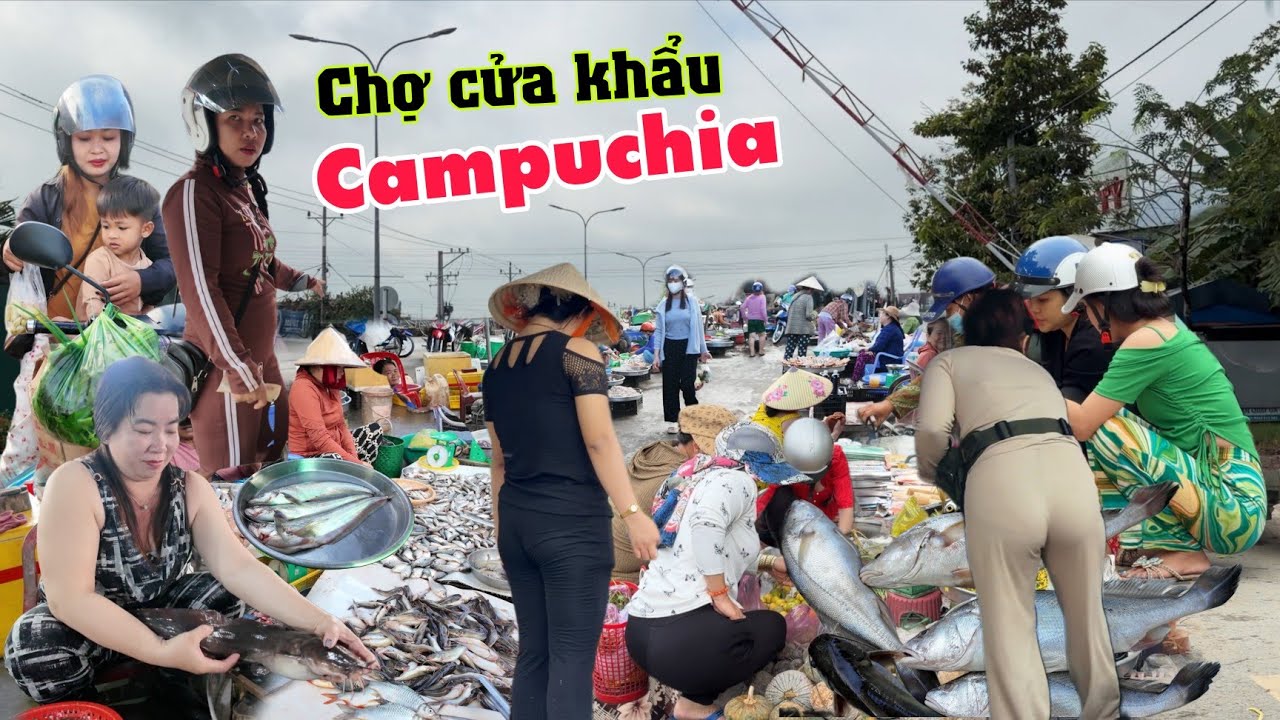 Quá đông người Campuchia đi chợ cửa khẩu bán cá nhiều hơn rau cải