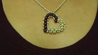 How to make small heart pendant with pearls/ DIY Valentine's day project