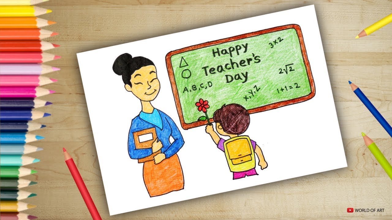 Happy teacher's day easy drawing / Follow ⬅️ @art________artist ⬅️ # easydrawing #artgreen #happyteachersday #teacherday#easydra... | Instagram