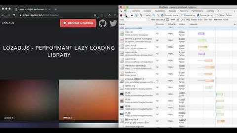 Visualization of lazyloading during scrolling in the Chrome DevTools Network tab