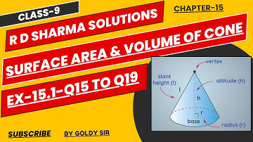 Surface Area And Volume of Cone- Ex-15.1- Q15 To Q19- R D Sharma Maths  Solutions - Class-9