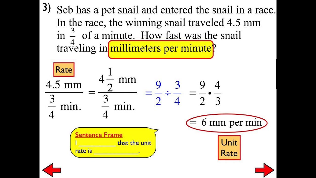 4 MATH WORKSHEET UNIT RATE 