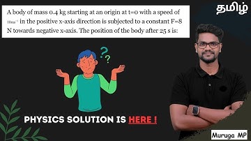 A body of mass 0.4 kg starting at an origin at t=0 with a speed of 10ms −1  in the positive x-axis
