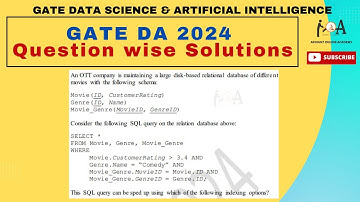 Solved GATE DA 2024 Question Paper | DETAILED VIDEO SOLUTIONS | DA & AI | Q. 55 SQL QUERY, DBMS