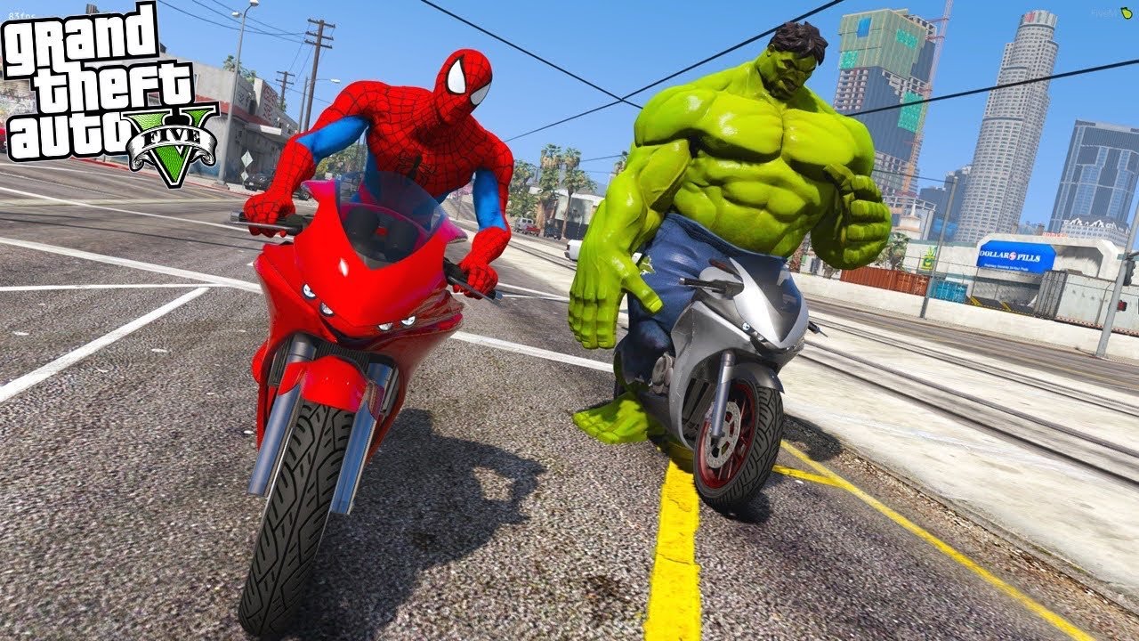 MOTOS DE CORRIDA COM HOMEM ARANHA,POWER RANGER E HULK FAZENDO