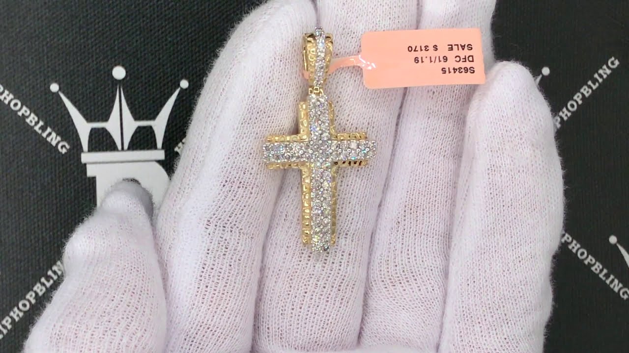 Nugget Diamond Cross Pendant 1.19cttw 10K Gold | Real Hip Hop Bling Jewelry