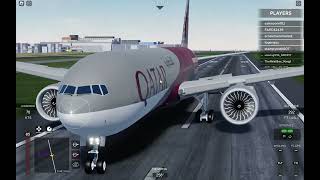 full flight from London Gatwick to Menoraca  Qataur airways b777 roblox project flight simulator