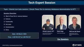 Oracle TimesTen In memory databases demonstration to NTT Oracle Live Labs session