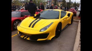 A yellow ferrari 488 pista shows up at the quarry park euro cars &
coffee show in calgary. this is same car that was on display 2019
calgary auto ...