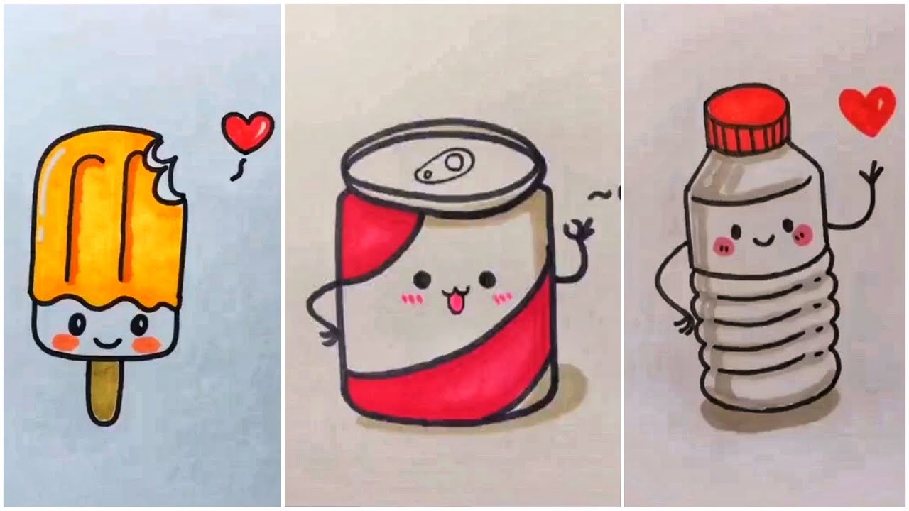 Vẽ đồ ăn thức uống cute đáng yêu, vẽ hình cute | Cute drawing #48 ...