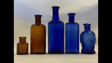 MY Top 5  ANTIQUE SKULL & CROSSBONES POISON BOTTLES FROM MY COLLECTION