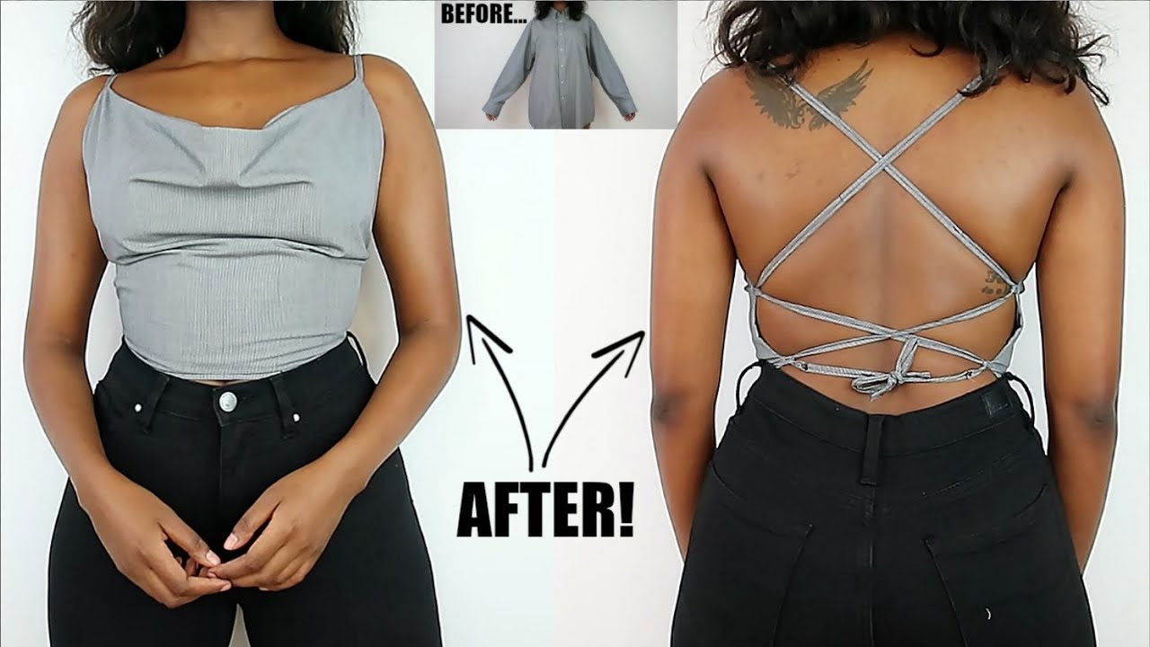 DIY Crisscross Back Cowl Neck Top