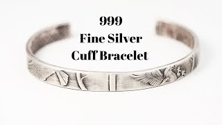 999 Fine Silver Cuff Bracelet / American Eagle / One of a Kind