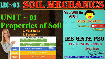 Soil Mechanics~Lec 03~U1~Properties of Soil (Void Ratio & Porosity)by Bharat Kumar Mahawar