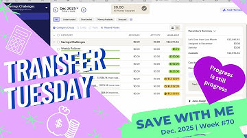 Transfer Tuesday #70 | Progress is Still Progress| Tracking Savings Challenges in YNAB
