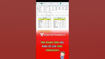 Tính tổng nhiều bảng trong Excel với Consolidate #daotaotinhoc #tinhocvanphong #excel #thayvinh