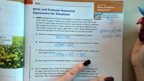 6th Grade InTo Math Lesson 8.2 Homework