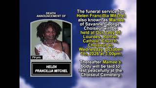 Helen Francillia Mitchel ~ Short Obituary