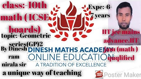 ICSE CLASS 10th  GEOMETRIC SERIES Ex:-9.4 BY DINESH RAM NIRALA SIR