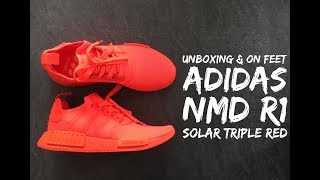 Adidas NMD R1 'Solar triple red' | UNBOXING & ON FEET | fashion shoes | 2017 | HD