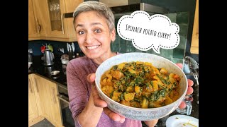 Best Spinach Potato curry | Saag aloo | Cook with me | #withme | Food with Chetna