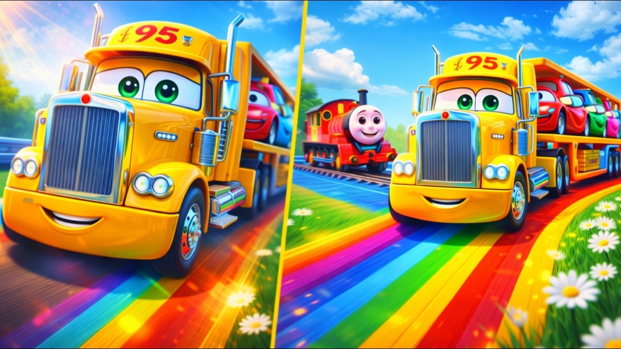 TRANSPORTING PIXAR CARS & FRUITS WITH COLORED & JOHN DEERE vs CLAAS vs TRACTORS - BeamNG.drive