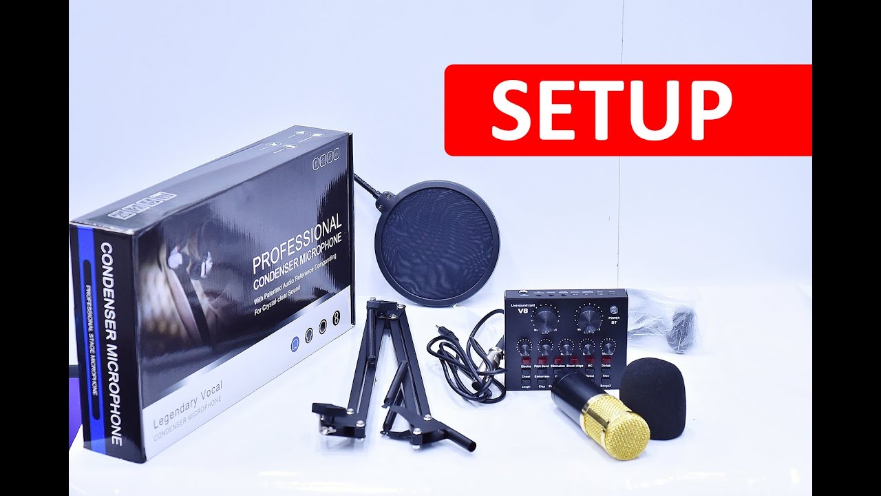 BM800 Condenser Microphone for Podcast + V8s Sound Card