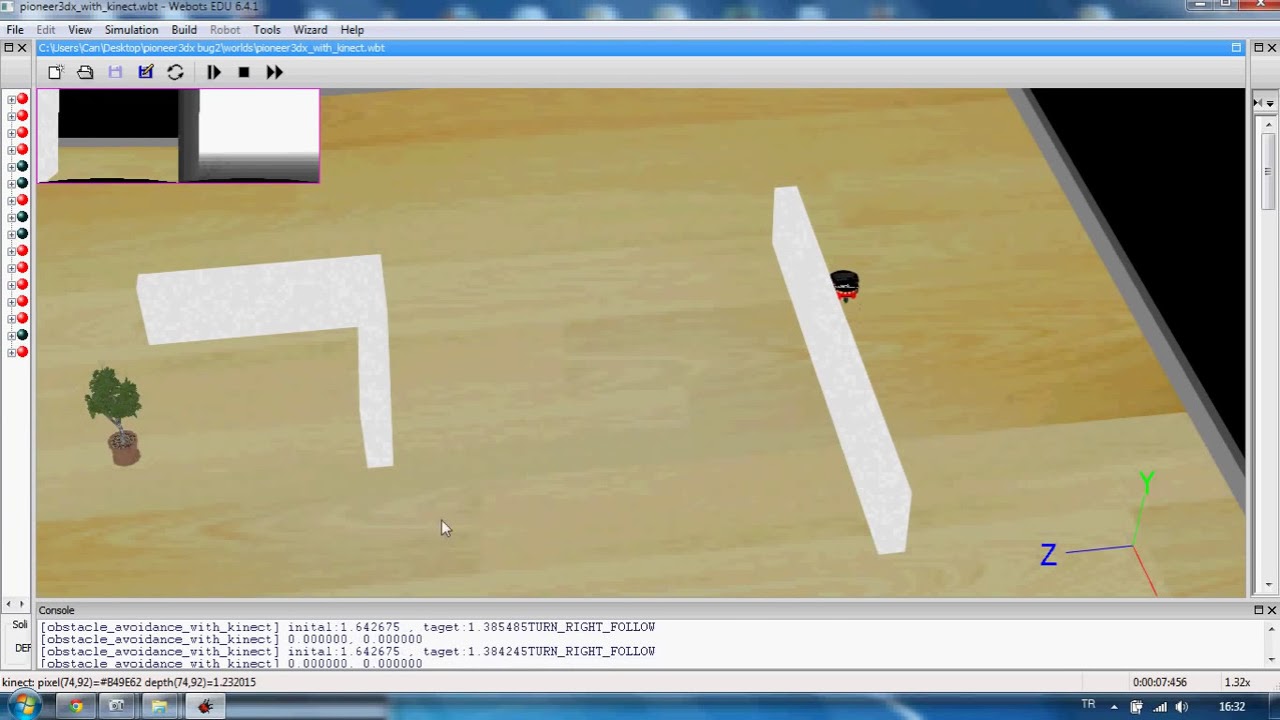 ITU - Robotic Motion Planning - Bug2 Algorithm (Webots Pioneer ...