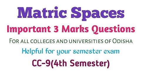 Topology Of Metric Spaces: Important 3 Marks Questions(CC-9)
