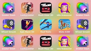 Snaker Dash, Lucky Looter, Rush Hour, Idle Makeover, Wheel Smash, Epic Race 3D, Roof Rails, Moto X3M screenshot 5